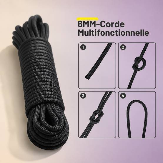 Corde de Mât de Drapeau Nylon Résistante aux Intempéries avec 4 Mousquetons - Image 2