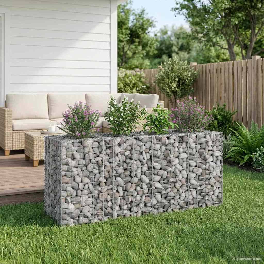 Lit surélevé gabion Acier galvanisé Argenté 170 x 50 x 80 cm - PANGIVO - Image 5