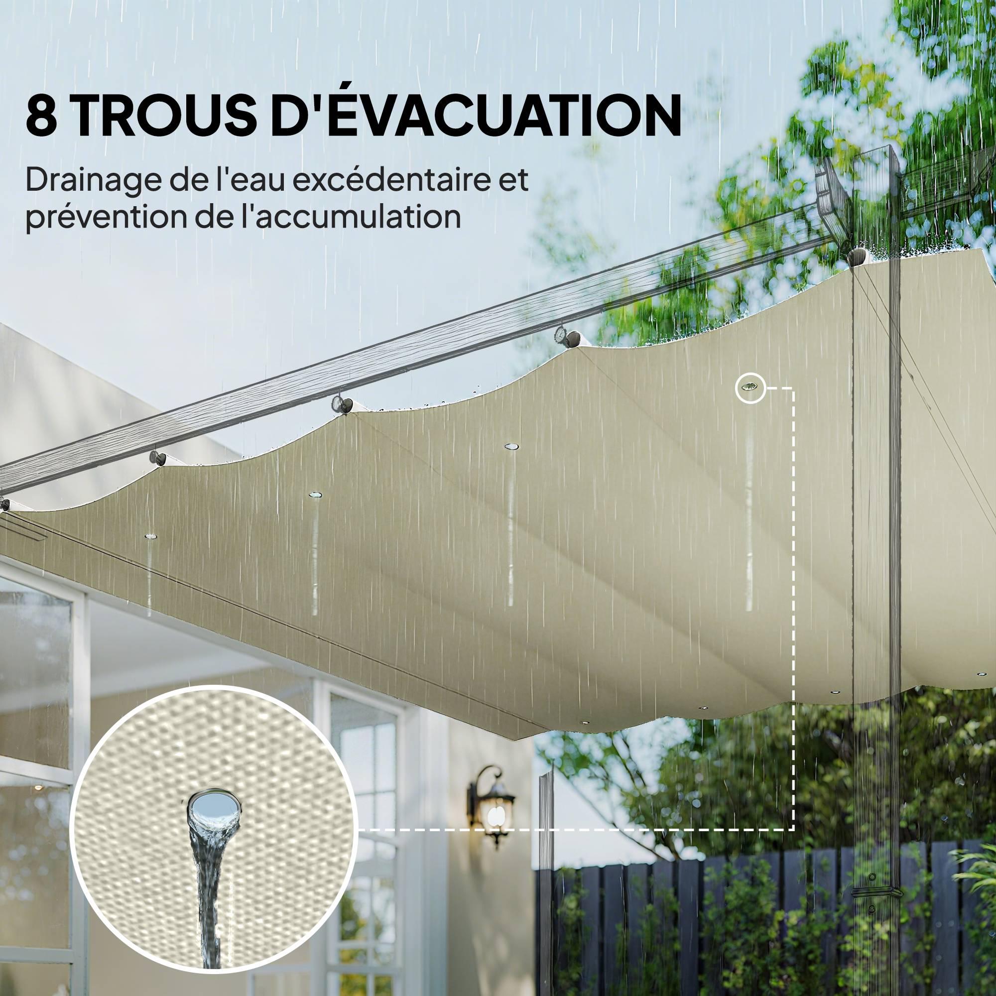 Toile de toit de rechange pour pergola toile de remplacement protection solaire Anti-UV 30+ pour pergola de 3 x 2 m - Image 8