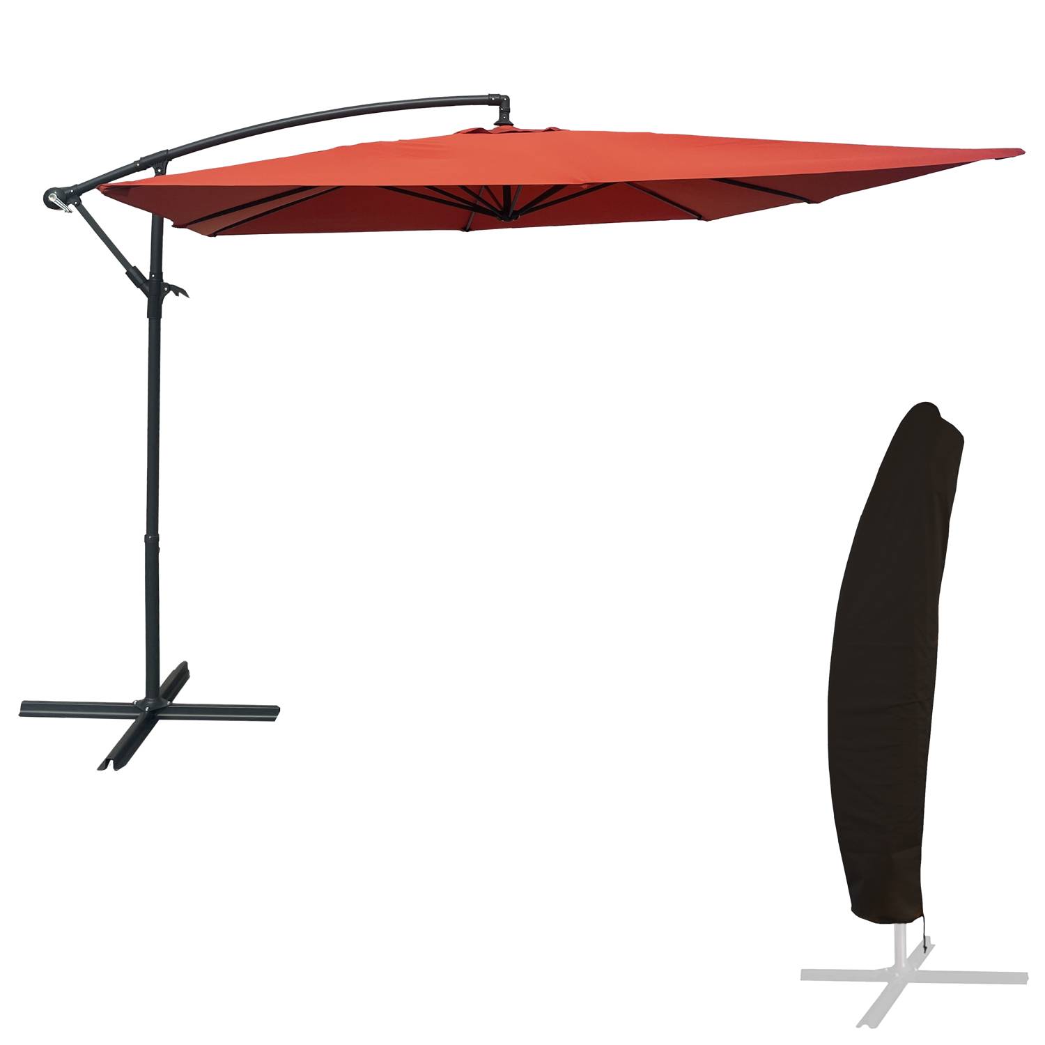 Happy Garden - Parasol déporté MOLOKAI carré 2,7x2,7m terracotta + housse - HAPPY GARDEN - Image 1