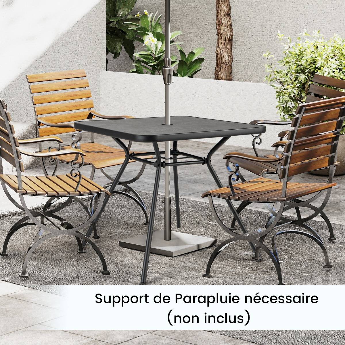 Maison Chic - Table de Jardin Carré 80CM Table Extérieure avec Trou de Parasol de 4CM et Couvercle en Métal Robuste avec Plateau DPC F249R - Image 2