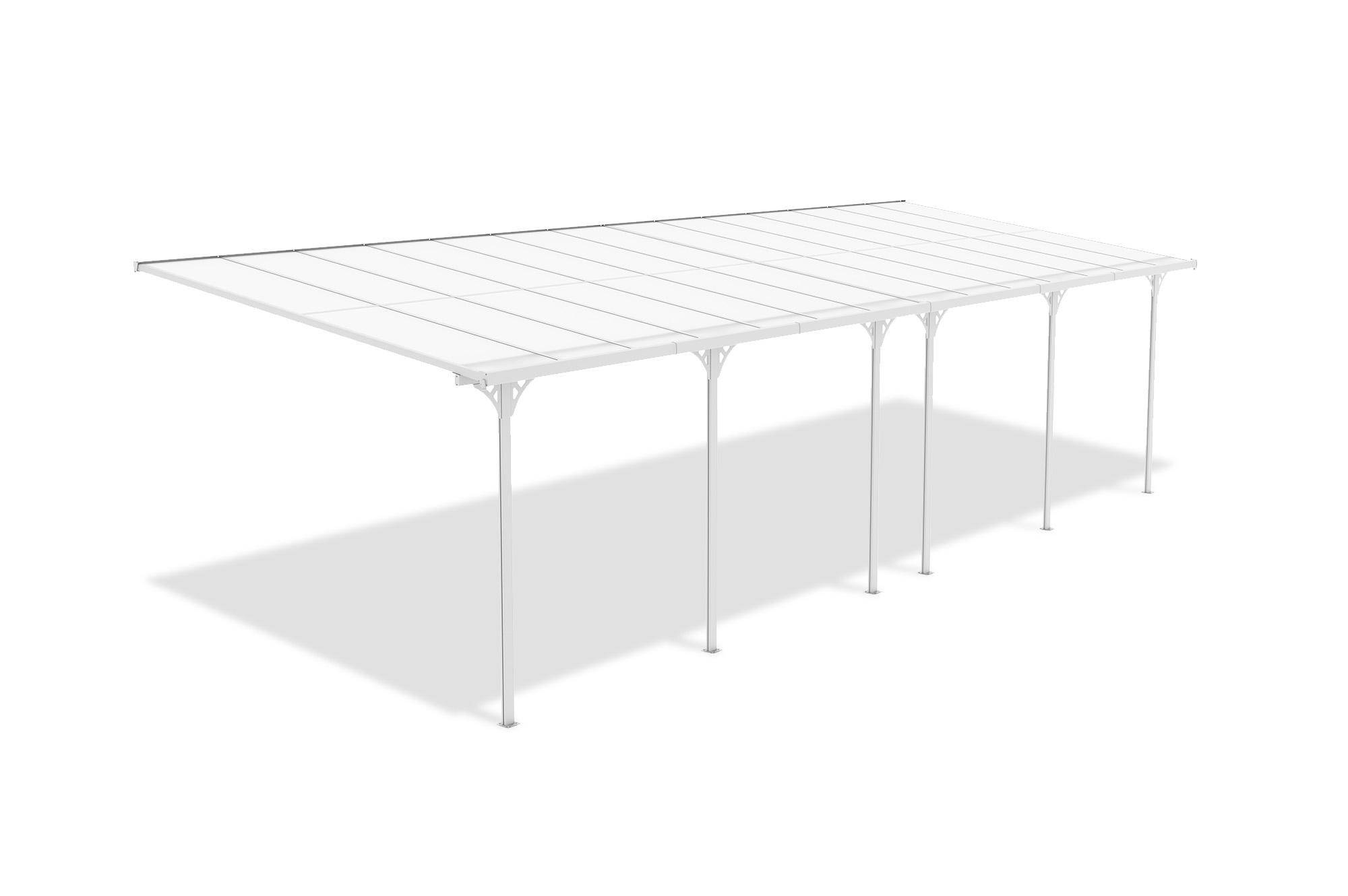 CAZEBOO - Cazeboo Pergola/Carport adossée 27m² KLEO 9x3 m blanc - toit terrasse en aluminium et polycarbonate - Image 4