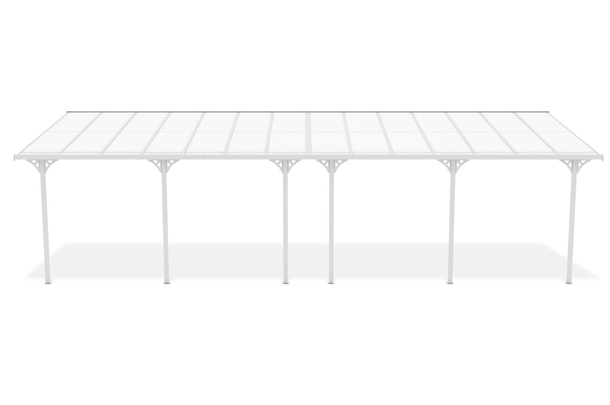 CAZEBOO - Cazeboo Pergola/Carport adossée 27m² KLEO 9x3 m blanc - toit terrasse en aluminium et polycarbonate - Image 3