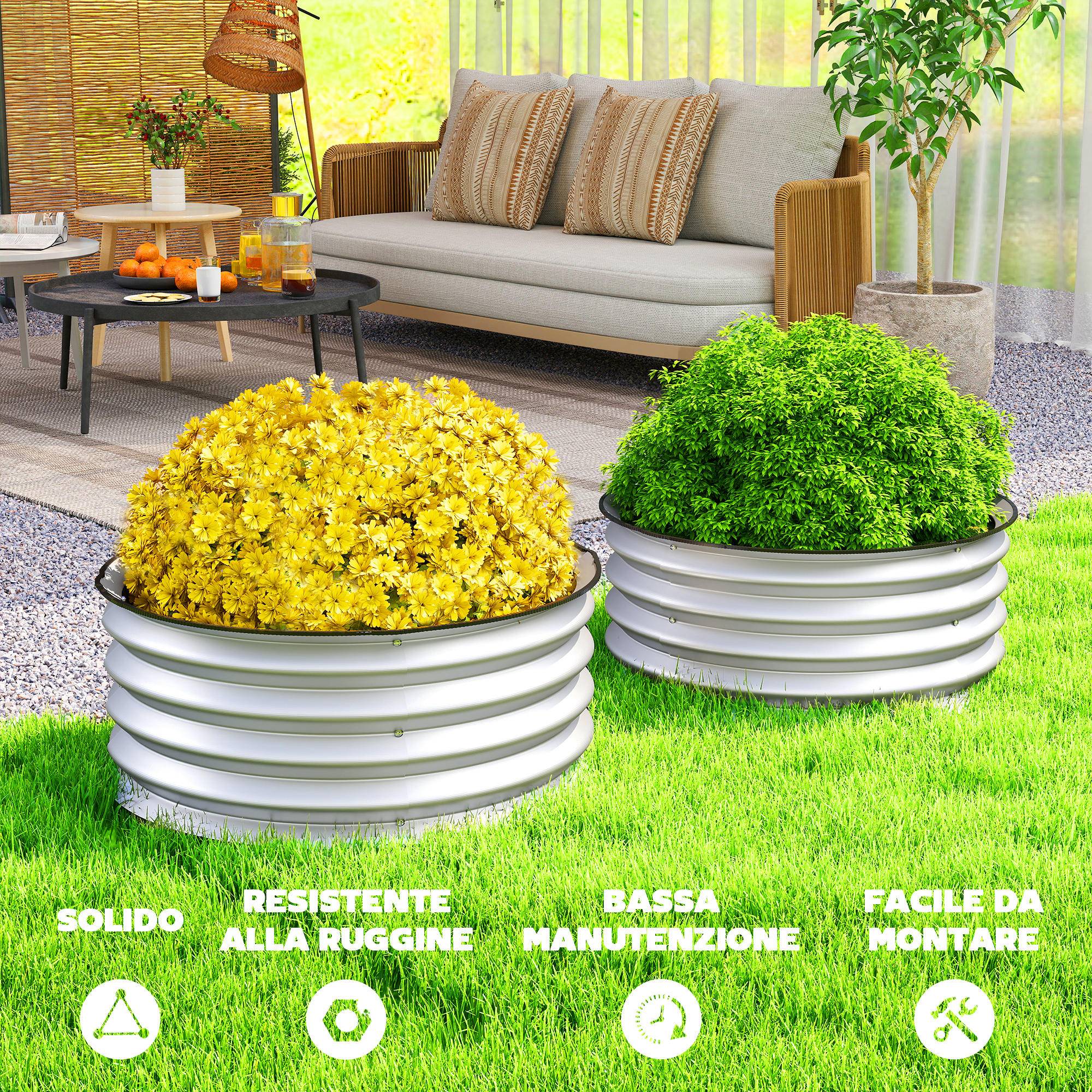 Set 2 Potagers Surélevés Acier Galvanisé Fond Ouvert, Ø60x30cm, Argent - Image 9