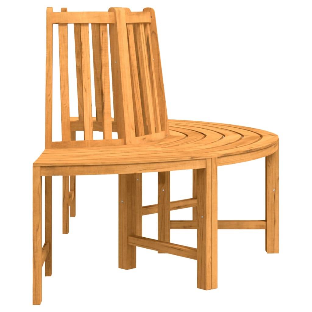 Banc Tour Arbre Demi-Rond Bois Teck Massif Aménagement Extérieur Ø160cm Brun - ComfortXL Outdoor Living - Image 4