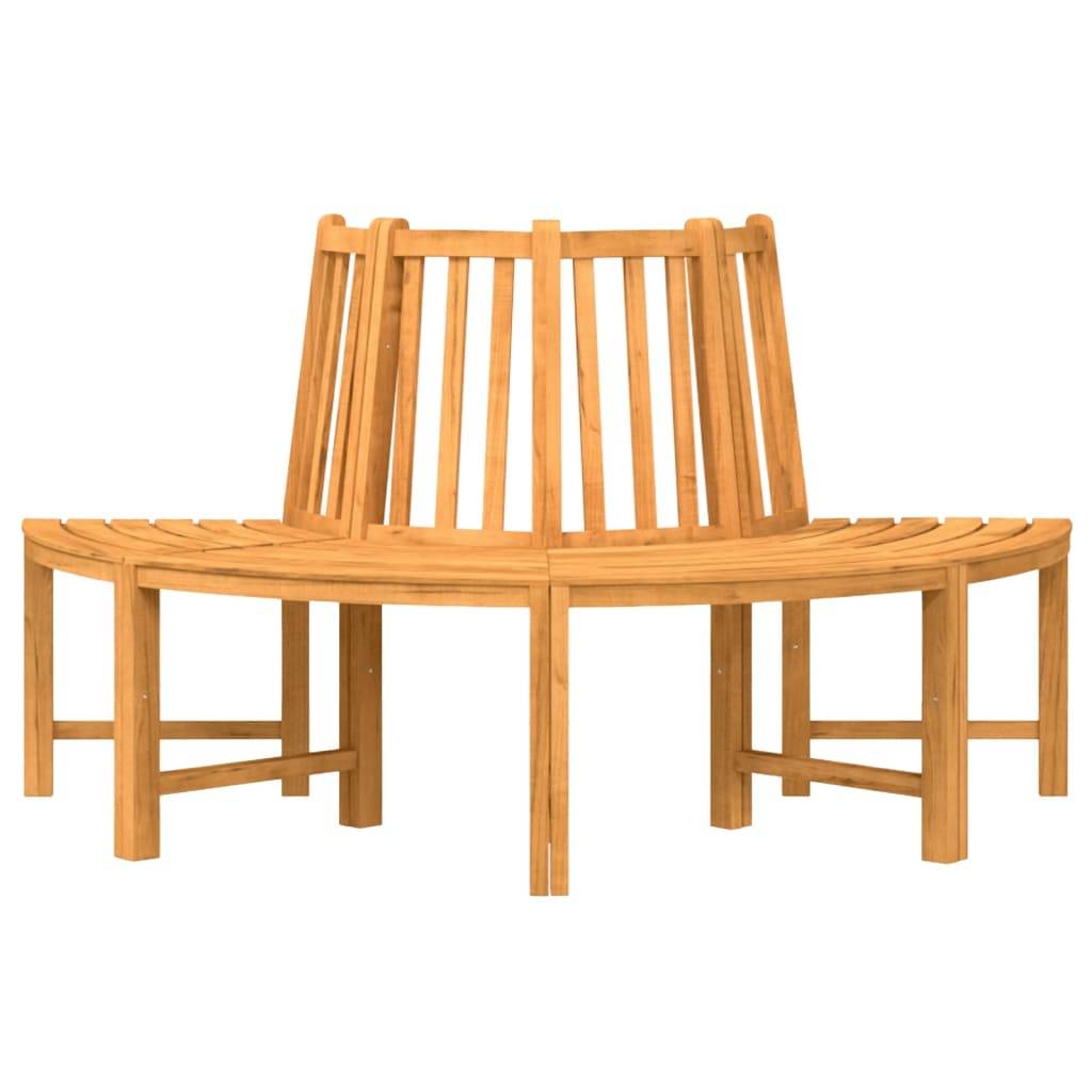 Banc Tour Arbre Demi-Rond Bois Teck Massif Aménagement Extérieur Ø160cm Brun - ComfortXL Outdoor Living - Image 3
