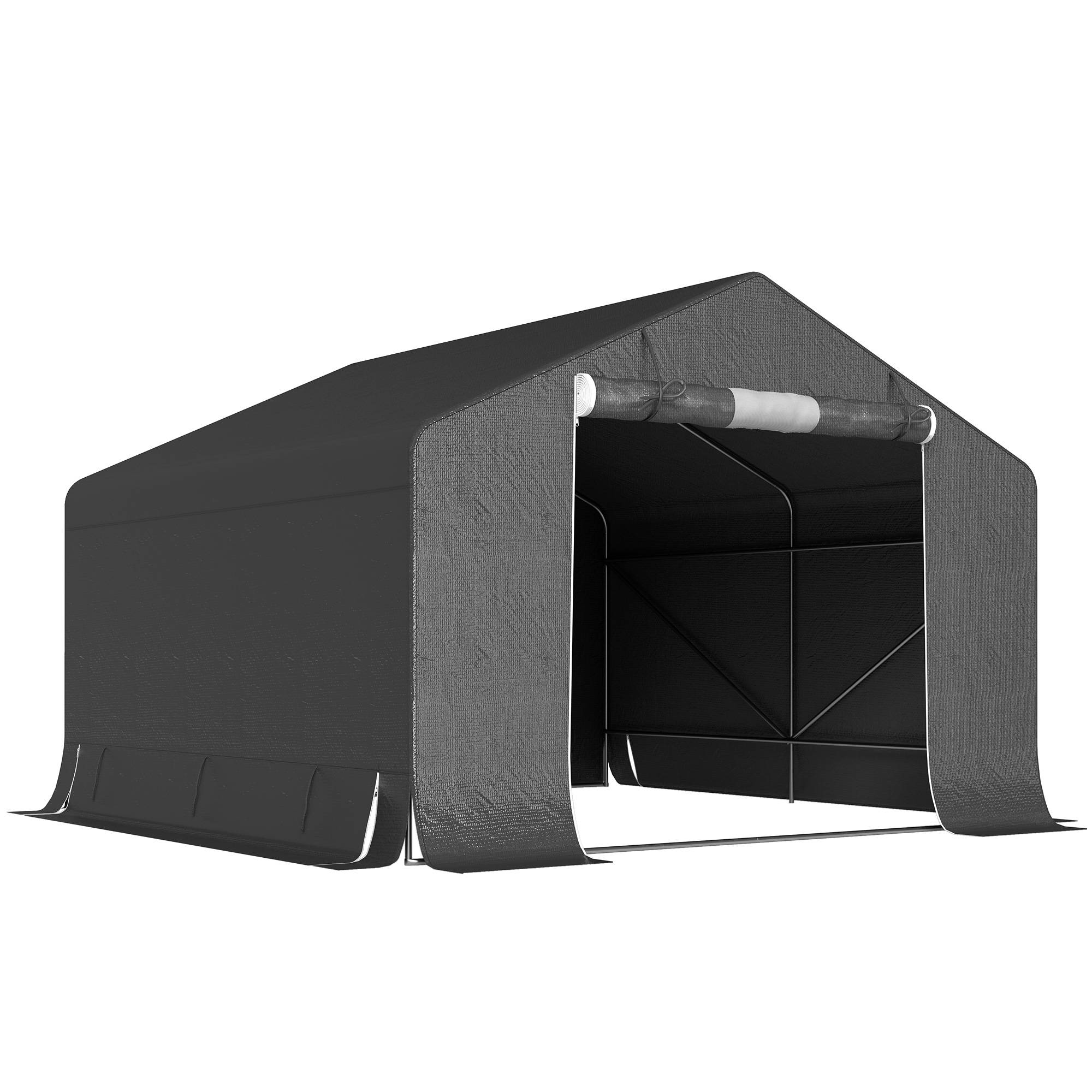 ComfortXL - Abri de jardin portable structure métal 300 x 300 x 210 cm gris foncé pour vélos motos rangement extérieur étanche - Image 2