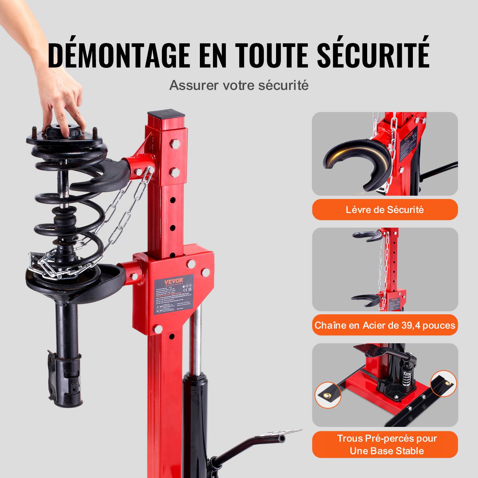 VEVOR Kit Compresseur Ressort: 1T/320mm, vérin 4.5T, pédale, pour suspension auto/SUV. - Image 5