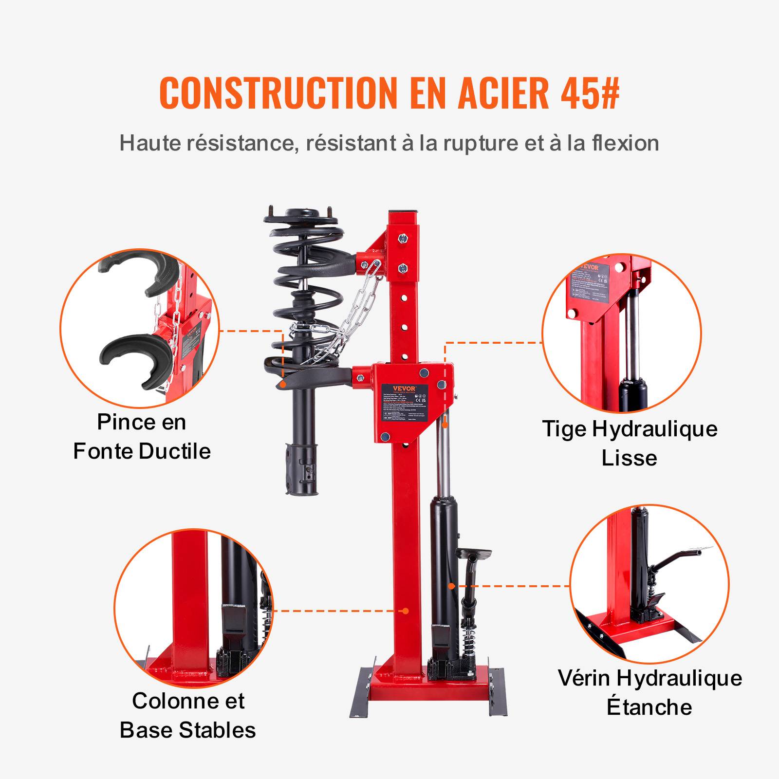 VEVOR Kit Compresseur Ressort: 1T/320mm, vérin 4.5T, pédale, pour suspension auto/SUV. - Image 6