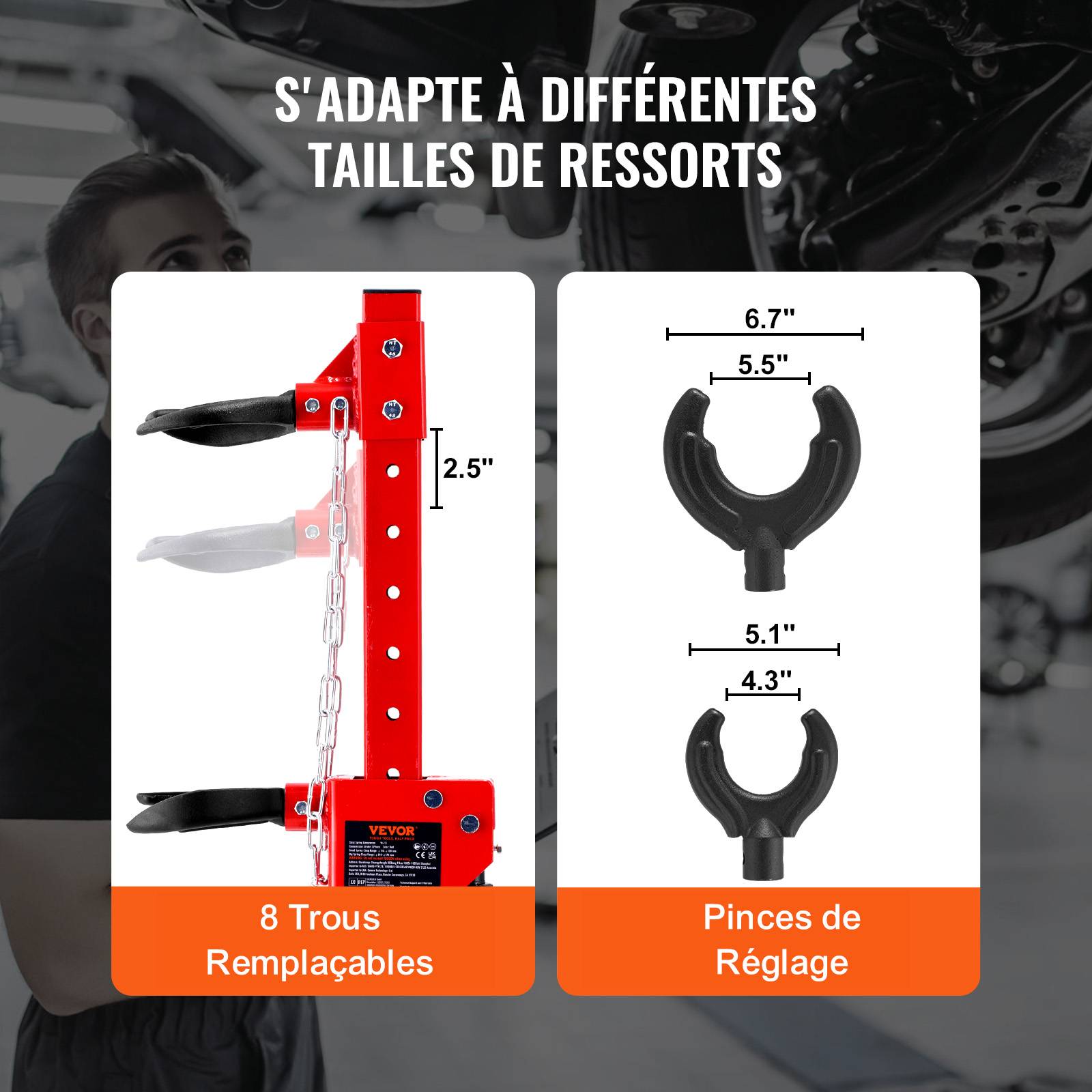 VEVOR Kit Compresseur Ressort: 1T/320mm, vérin 4.5T, pédale, pour suspension auto/SUV. - Image 3