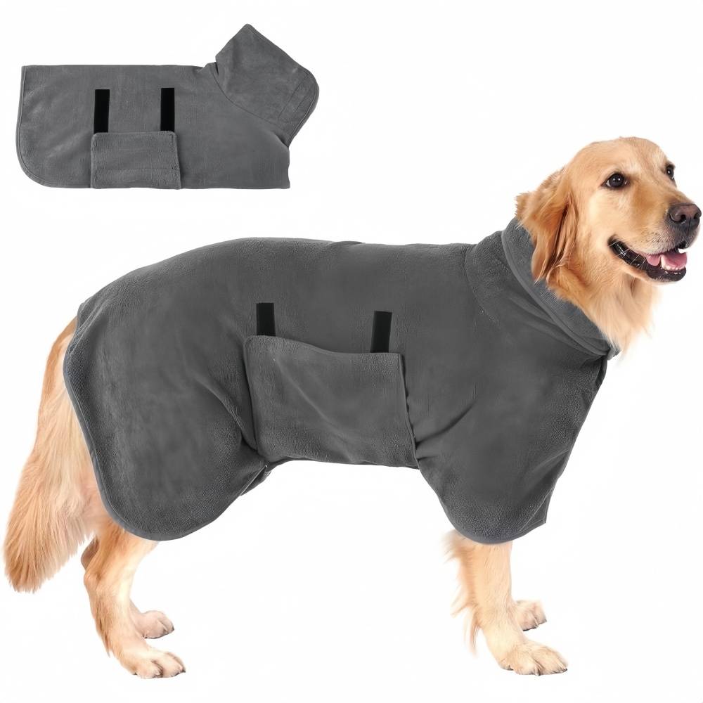 Peignoir Microfibre Gris Pour Chien Taille Variable - L - Image 1