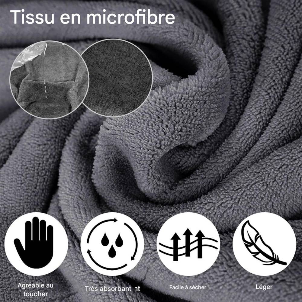Peignoir Microfibre Gris Pour Chien Taille Variable - L - Image 4
