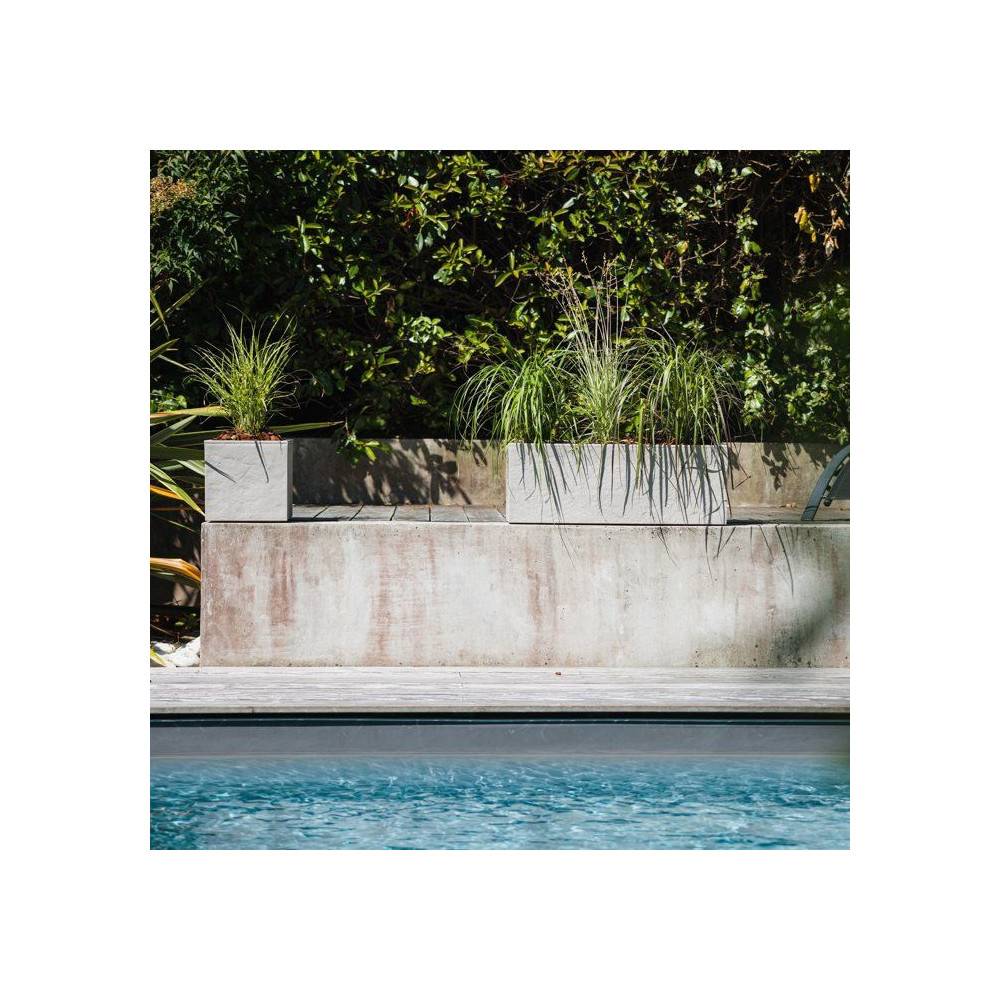 Eda - Jardinière rectangulaire Volcania Up effet pierre 57 L - Beige calcaire - Eda - Image 3