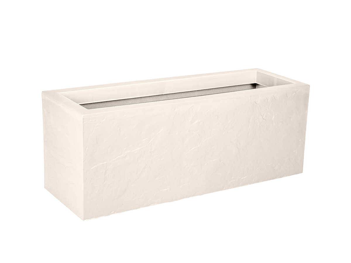 Eda - Jardinière rectangulaire Volcania Up effet pierre 57 L - Beige calcaire - Eda - Image 1