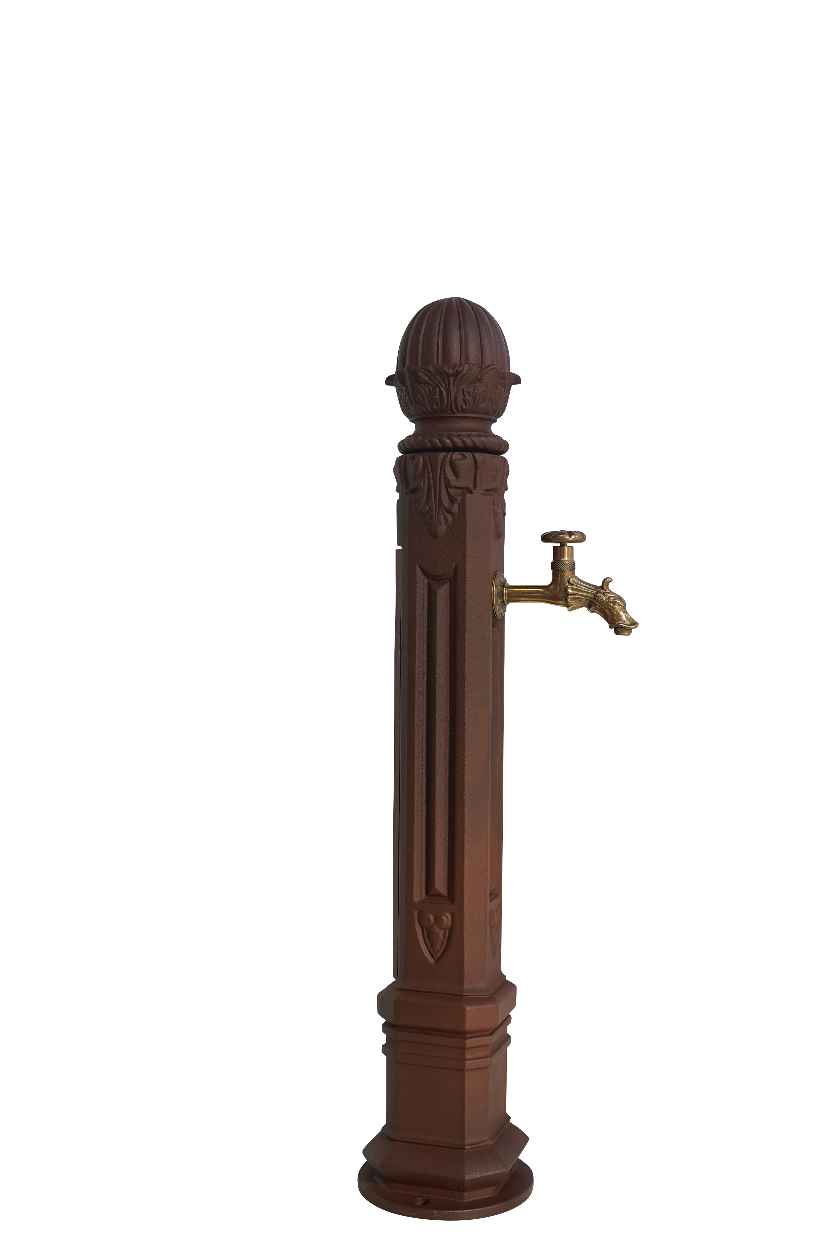 Fontaine borne griffon sans vasque brun antique avec robinet colvert Dommartin H. 102 cm X L. 17,5 cm - Image 2