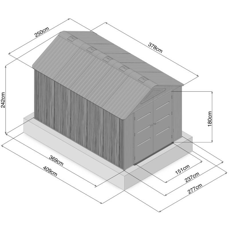 Abri de jardin en résine HDPE 9,5m² avec plancher et fenêtre Sunlife JOBU crème marron - Image 5