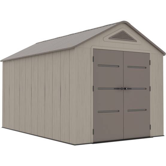 Abri de jardin en résine HDPE 9,5m² avec plancher et fenêtre Sunlife JOBU crème marron - Image 6