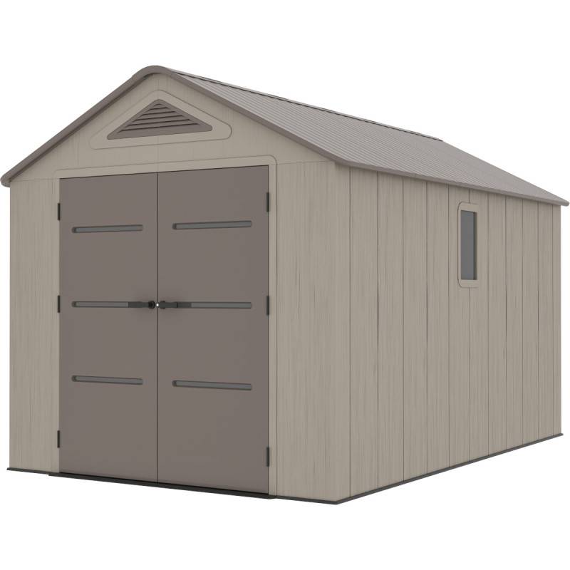 Abri de jardin en résine HDPE 9,5m² avec plancher et fenêtre Sunlife JOBU crème marron - Image 7