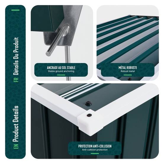 Vounot - Garage pour robot tondeuse en métal 78×92×62cm, Abri extérieur protection contre les intempéries et UV, Vert, VOUNOT® - Image 7