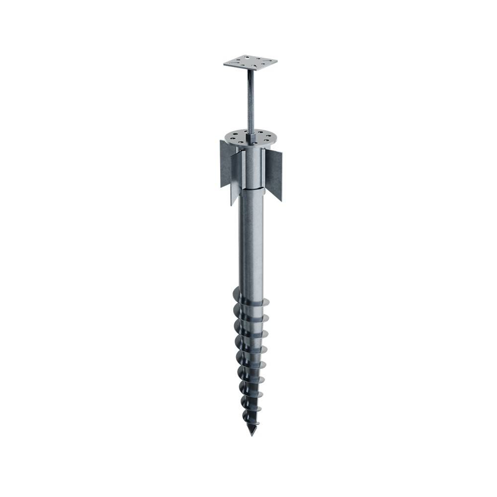 Vis de Fondation SPIRAL - Pour Clôture ou Carport - Hauteur : 80 cm - Fixation Sans Beton - Support plat inclus - Image 1