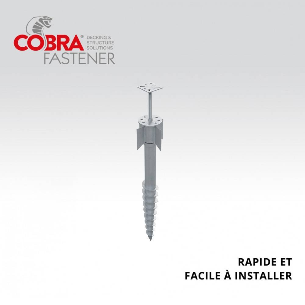 Vis de Fondation SPIRAL - Pour Clôture ou Carport - Hauteur : 80 cm - Fixation Sans Beton - Support plat inclus - Image 2