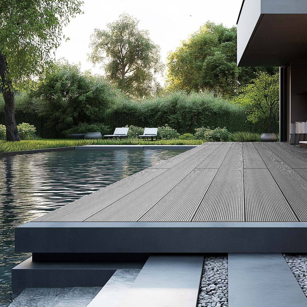 Home Deluxe - Kit complet de terrasse WPC HOME DELUXE SAMANA - Gris clair 50m² - Image 3