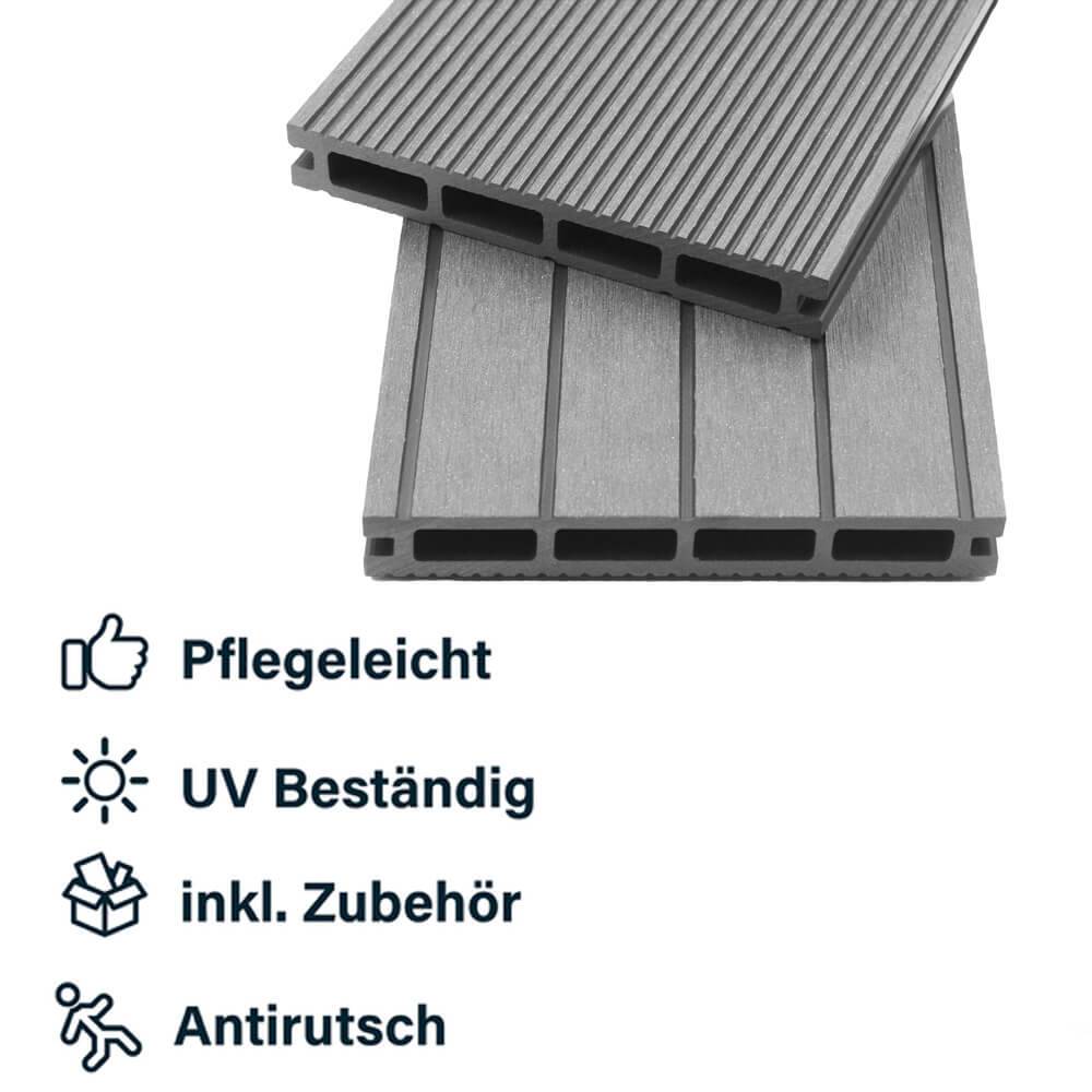 Home Deluxe - Kit complet de terrasse WPC HOME DELUXE SAMANA - Gris clair 50m² - Image 5