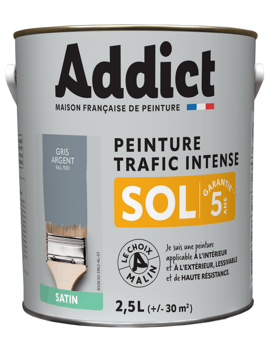 Peinture Sol 2.5 Litres Gris Argent - Addict - Image 1