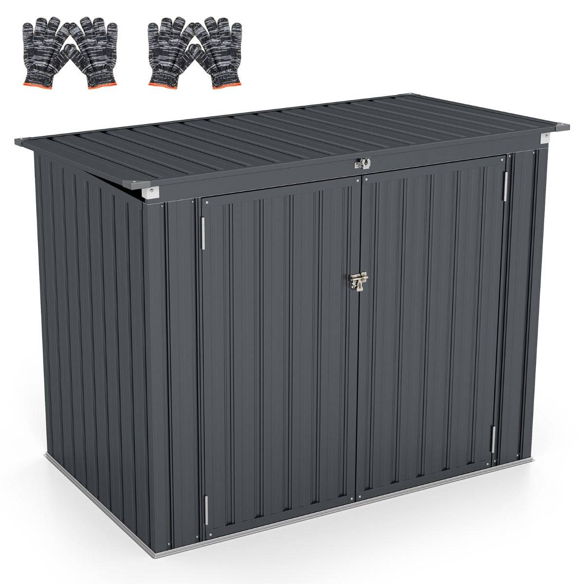 Abri de jardin en métal galvanisé 172 x 95,5 x 130 cm avec double ouverture et sécurité renforcée style moderne en noir