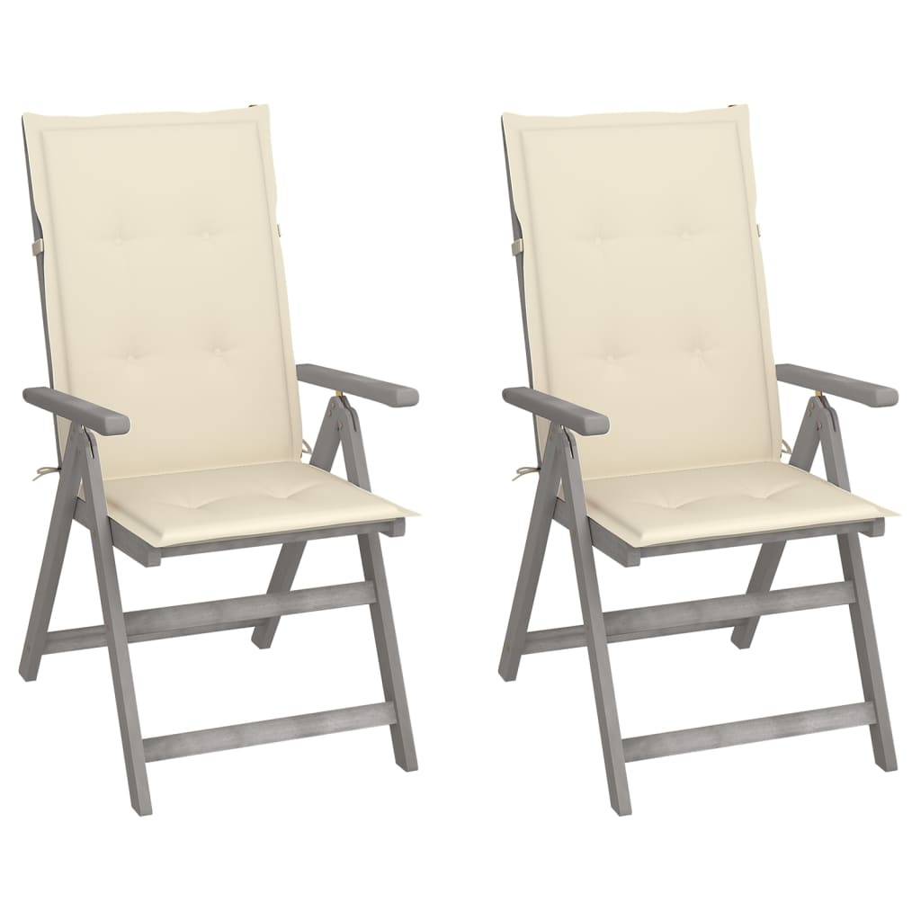 Chaises inclinables bois acacia gris 57 x 69 x 110 cm - PANGIVO - Image 1