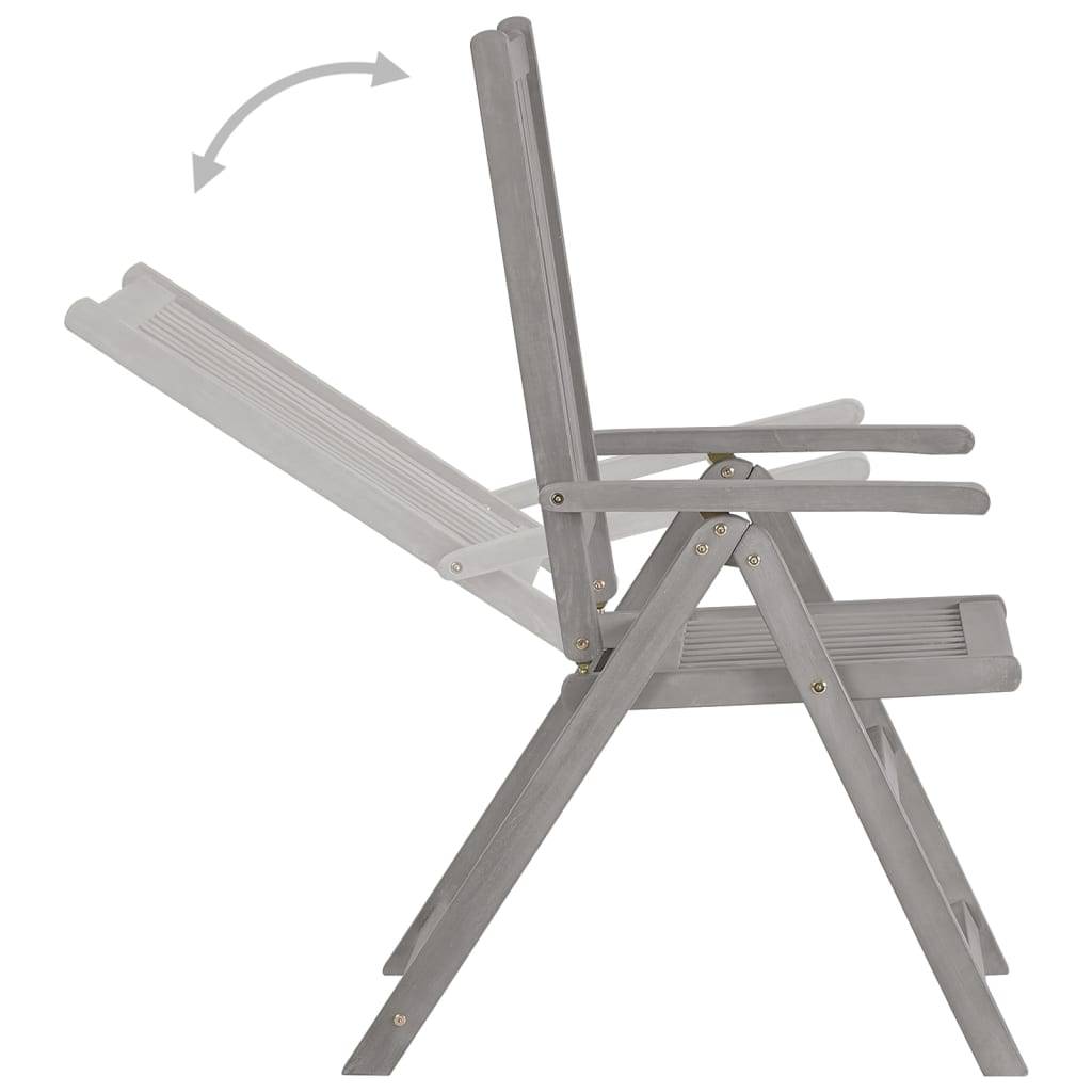 Chaises inclinables bois acacia gris 57 x 69 x 110 cm - PANGIVO - Image 5