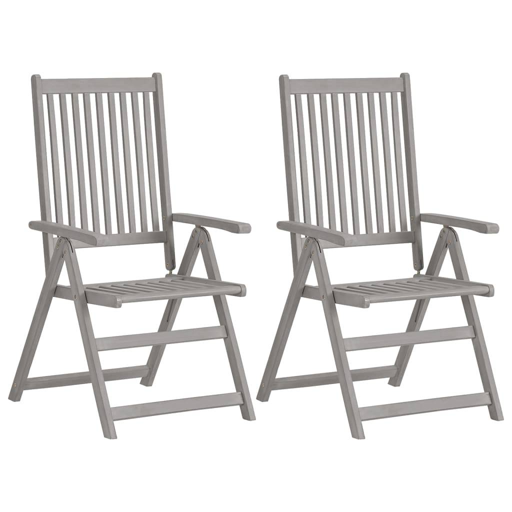 Chaises inclinables bois acacia gris 57 x 69 x 110 cm - PANGIVO - Image 2