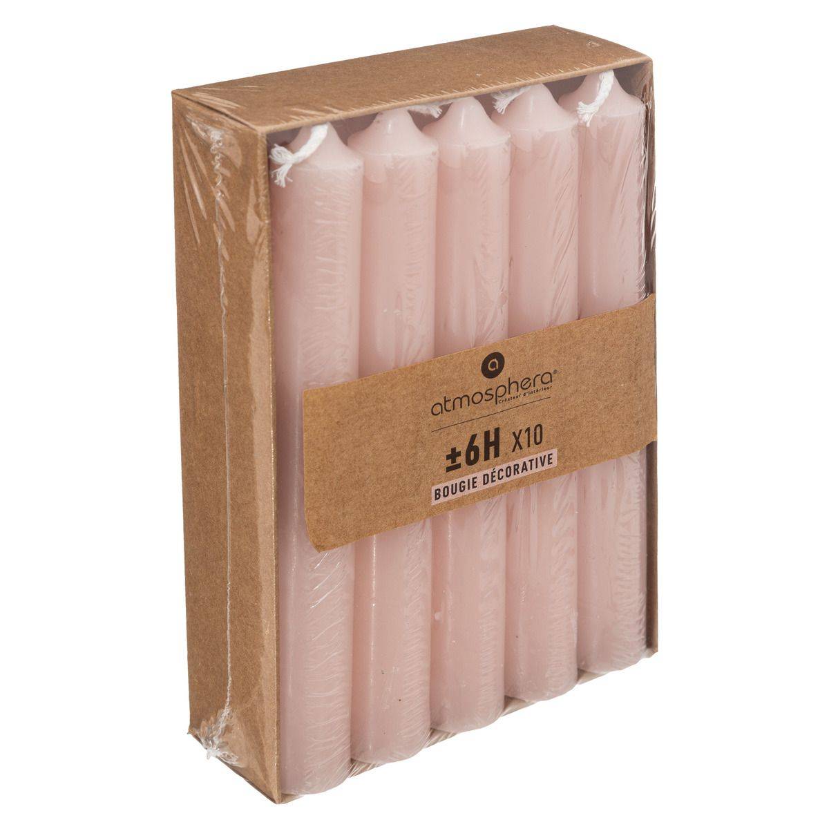 Lot de 10 Bougies Bâtons Rose H 16 cm - Image 1