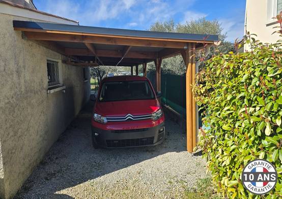 Cpbf Charpentes - Carport toit plat adossé 350cmx1150cm bois DOUGLAS français (charpente - auvent - abri camping-car). 40 m². Garantie 10 ans. - Image 3