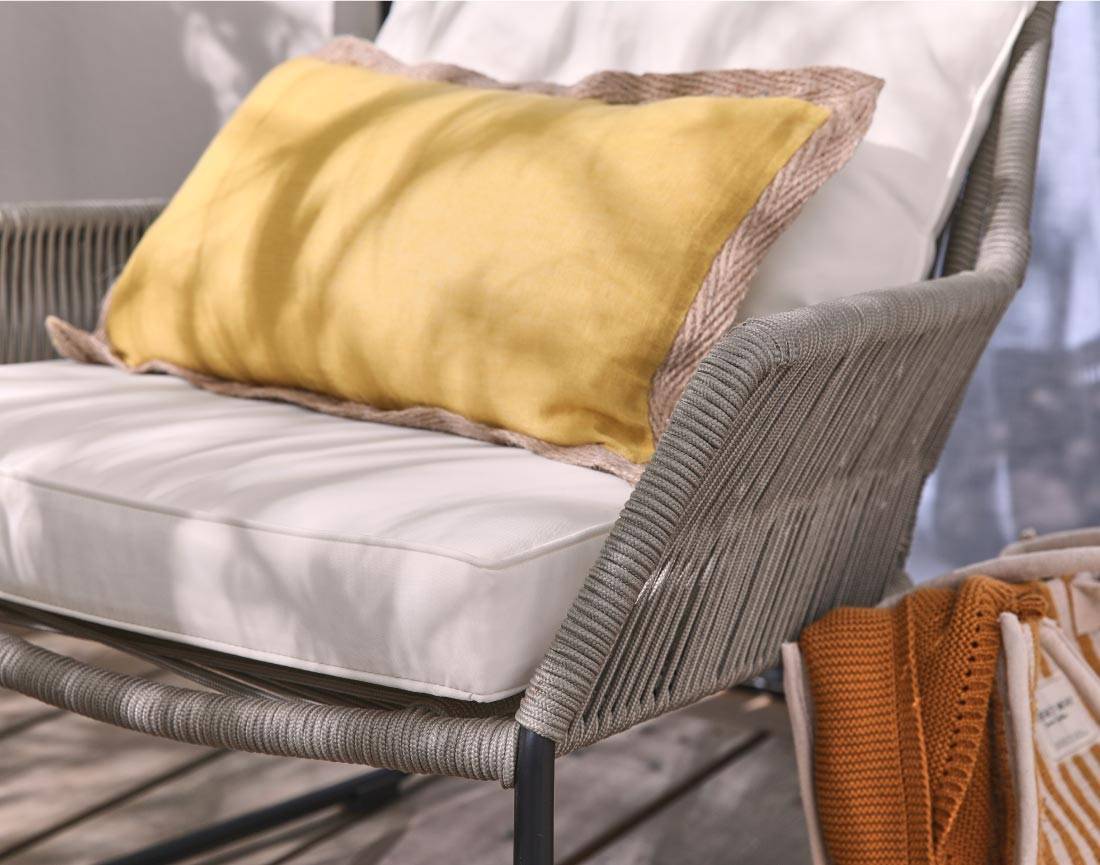 Best Mobilier - Rosane - salon bas de jardin en corde 2 places + table ciment - coussins beiges - Best Mobilier - Image 5