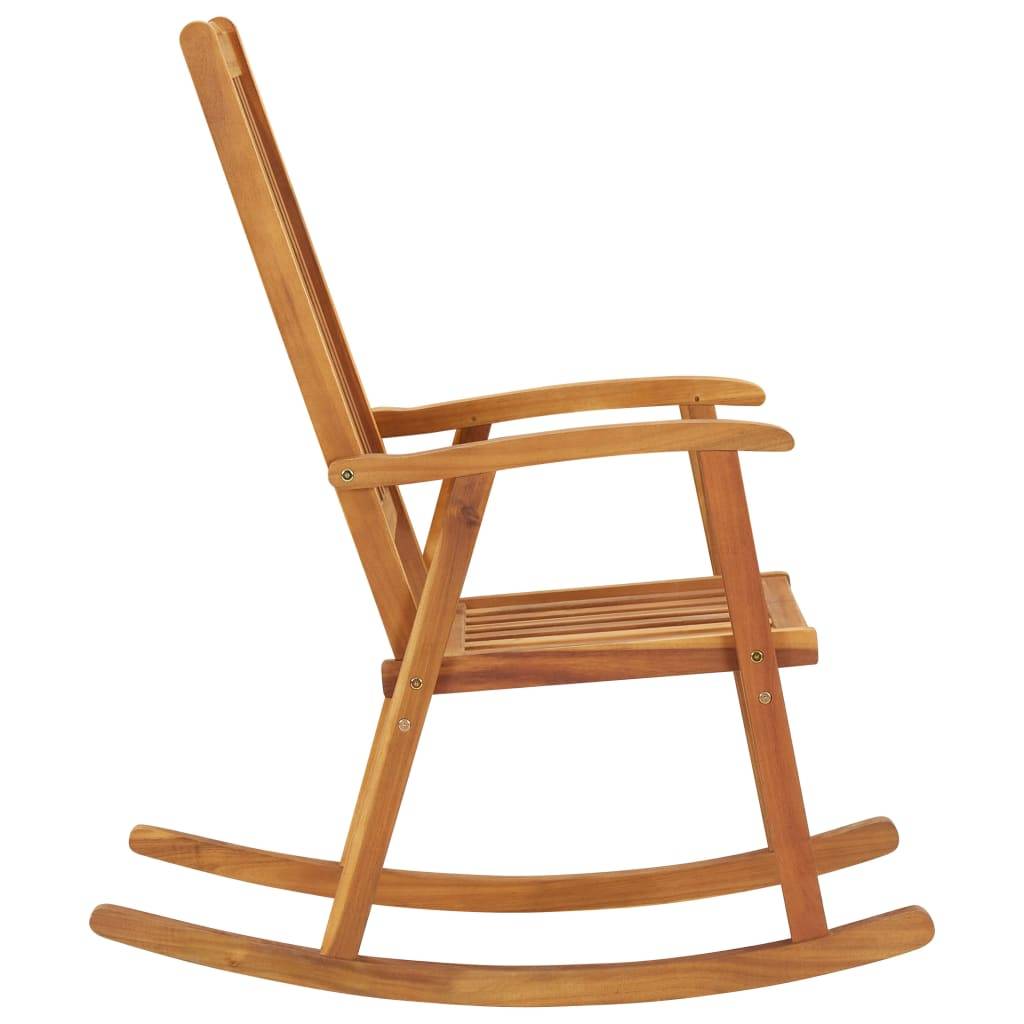 Chaise à bascule Bois d'acacia massif Noir 57 x 100 x 117 cm - PANGIVO - Image 4