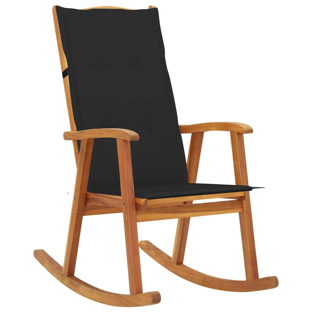 Chaise à bascule Bois d'acacia massif Noir 57 x 100 x 117 cm - PANGIVO - Image 1