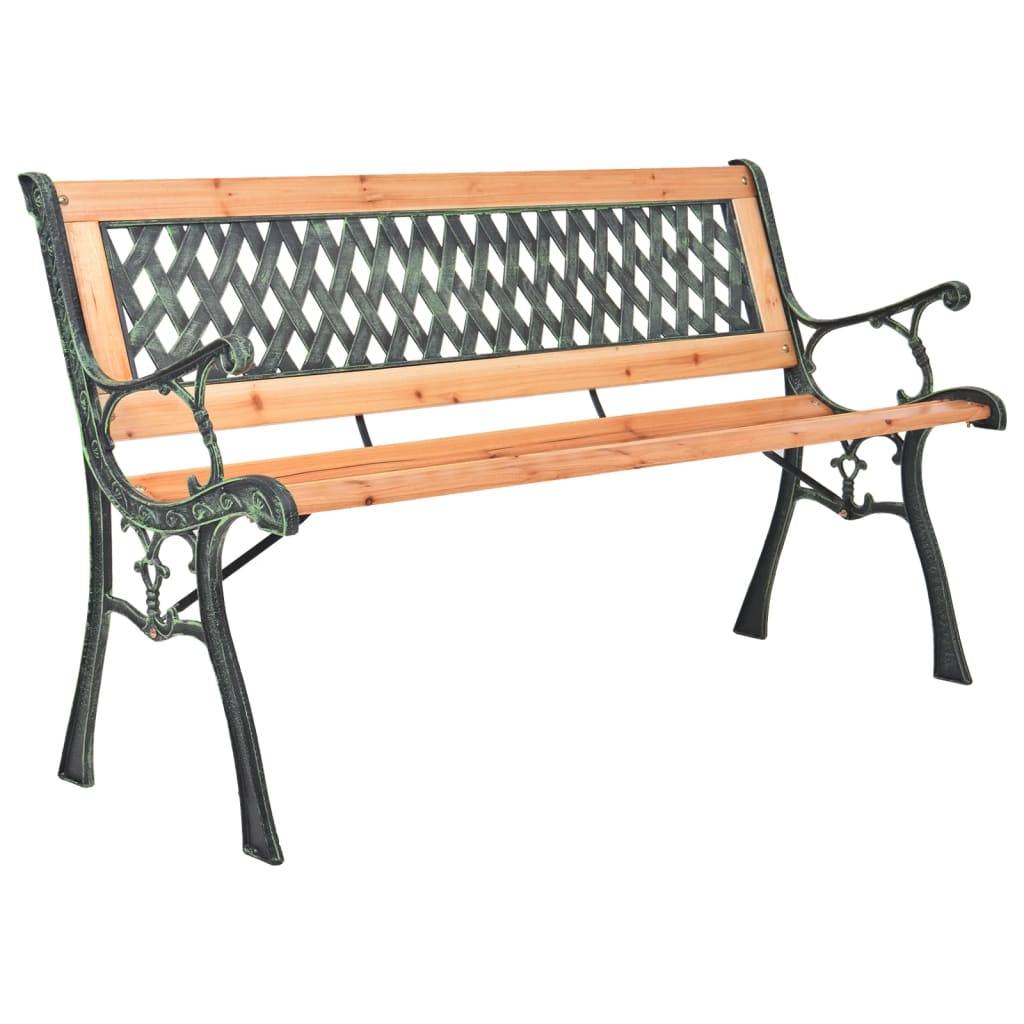 PANGIVO - Banc de jardin bois et fonte naturel et noir 116 x 52.5 x 73 cm - PANGIVO