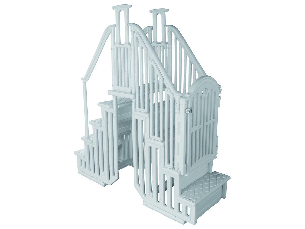 Escalier Double Pour Piscine " Bruno " Avec Porte De Sécurité Pour Enfant -habitat Et Jardin - Image 1