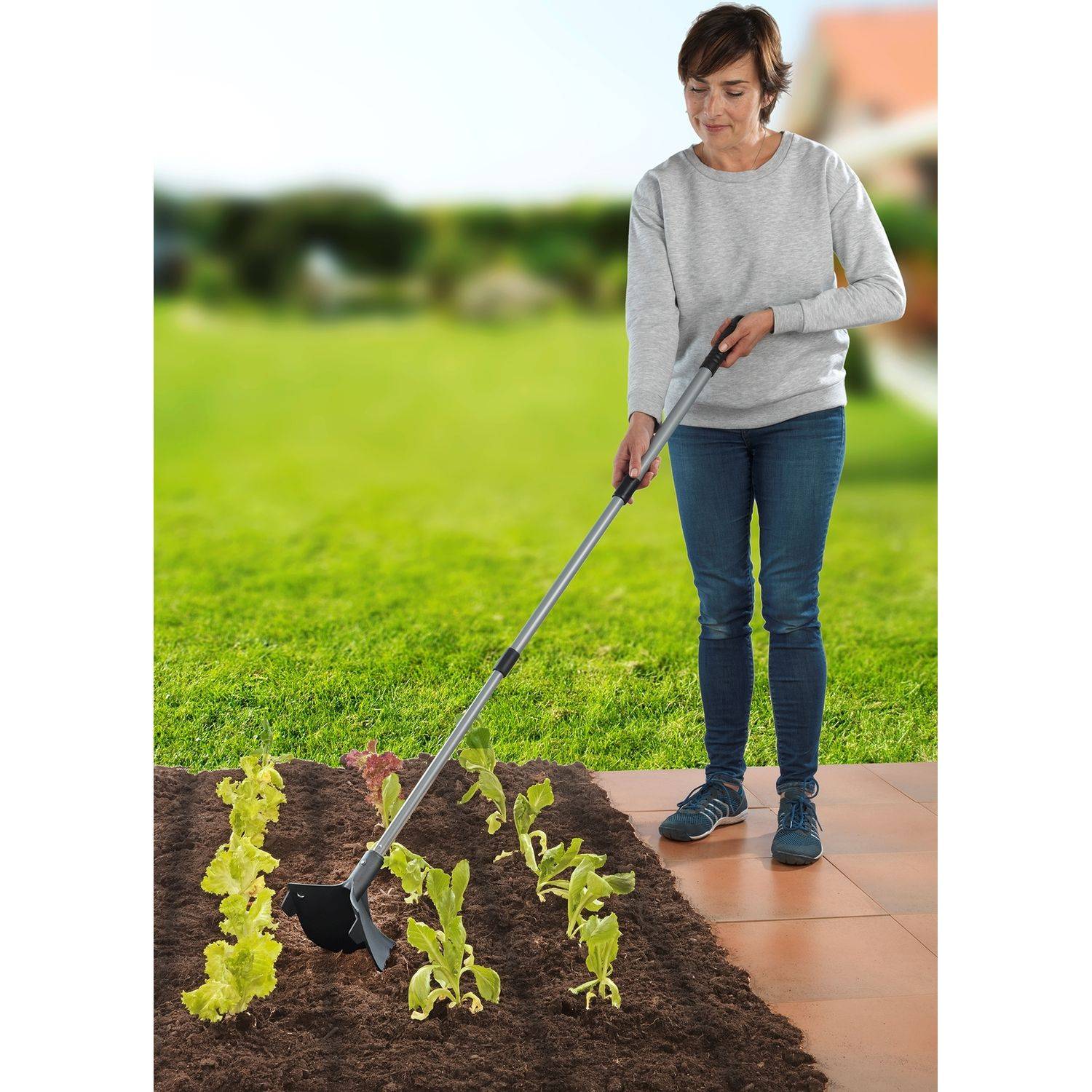 Sans Marque - Charrue de jardin avec manche extensible - Noir et Argent - Wenko - Image 3