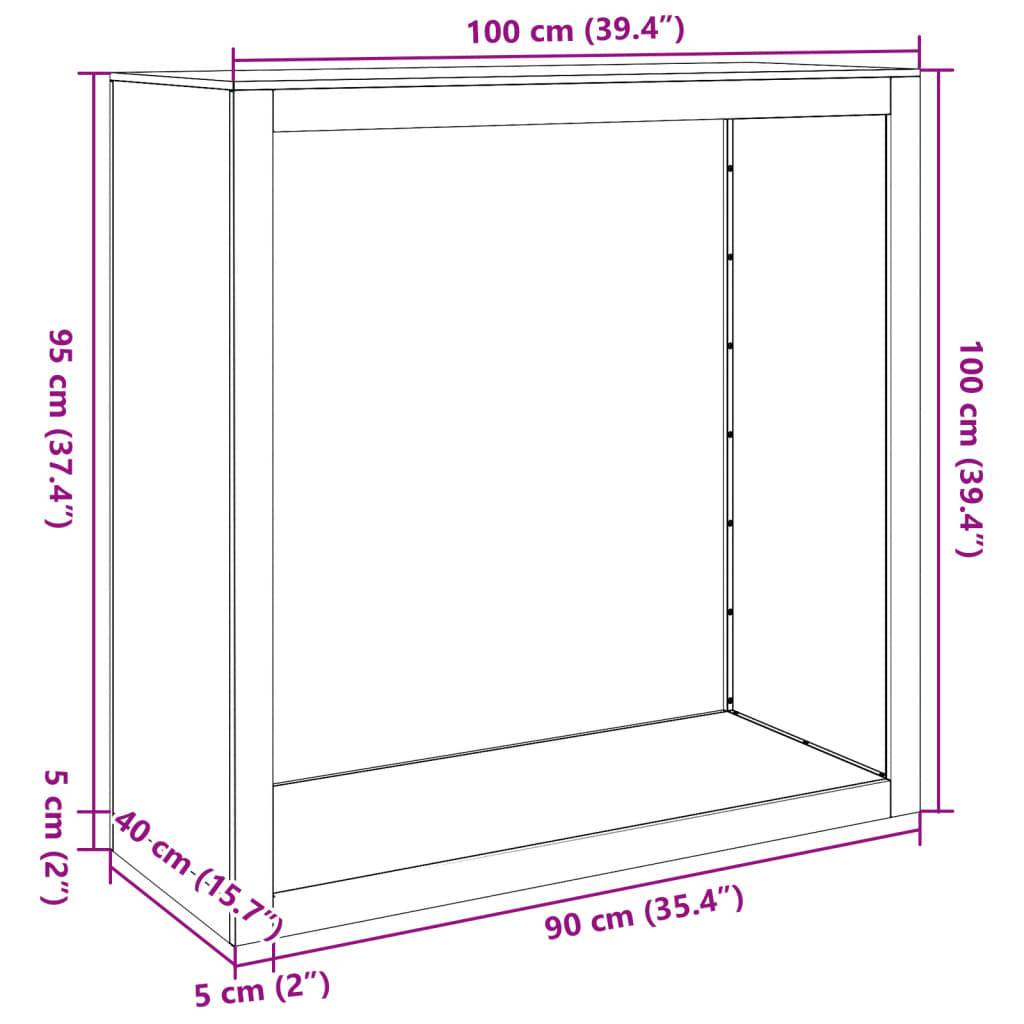 Étagère à Bûches Design Acier Inoxydable Rangement Intérieur Extérieur 100x40x100cm - ComfortXL Outdoor Living - Image 10