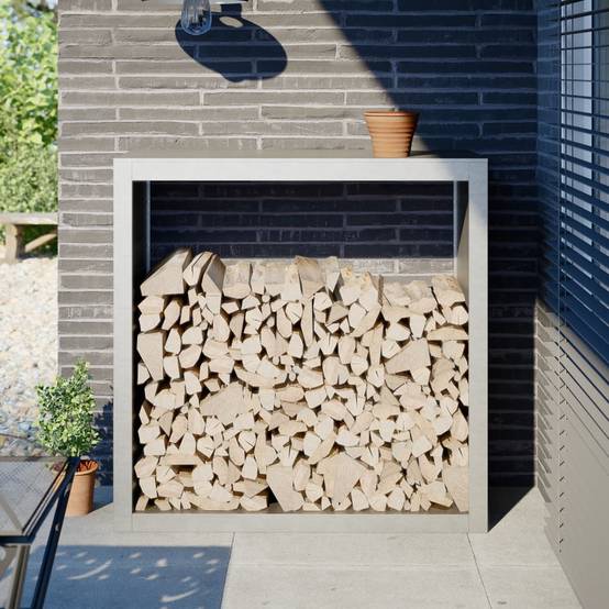 Étagère à Bûches Design Acier Inoxydable Rangement Intérieur Extérieur 100x40x100cm - ComfortXL Outdoor Living - Image 1