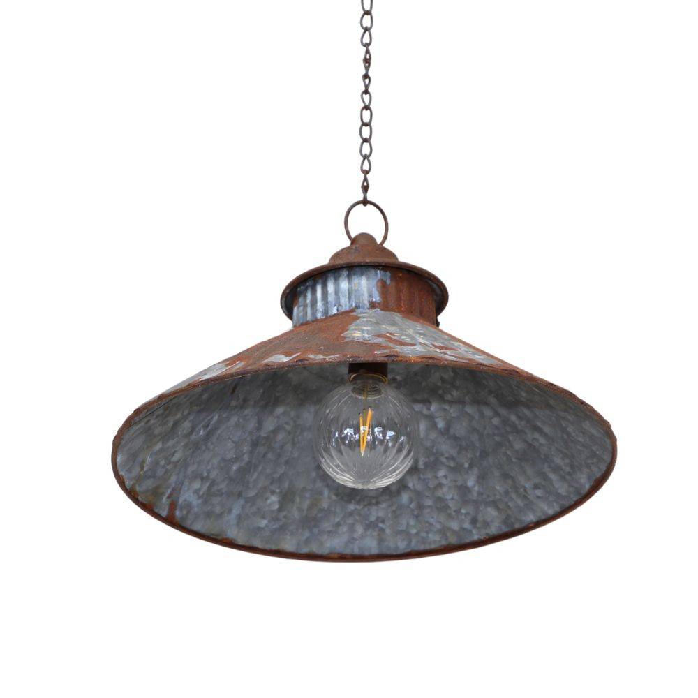 Chemin De Campagne - Lampe luminaire suspension style industriel métal gris rouille 37cm Chemin de campagne