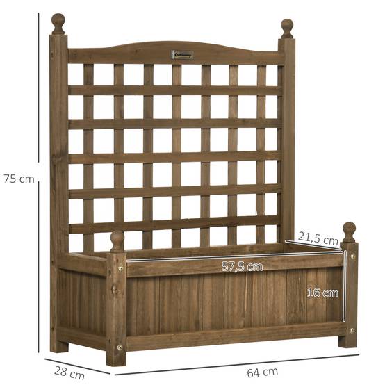 Jardinière avec treillis Bois de sapin extérieur inserts irrigation 64x28x75cm Marron - ComfortXL Outdoor Living - Image 5