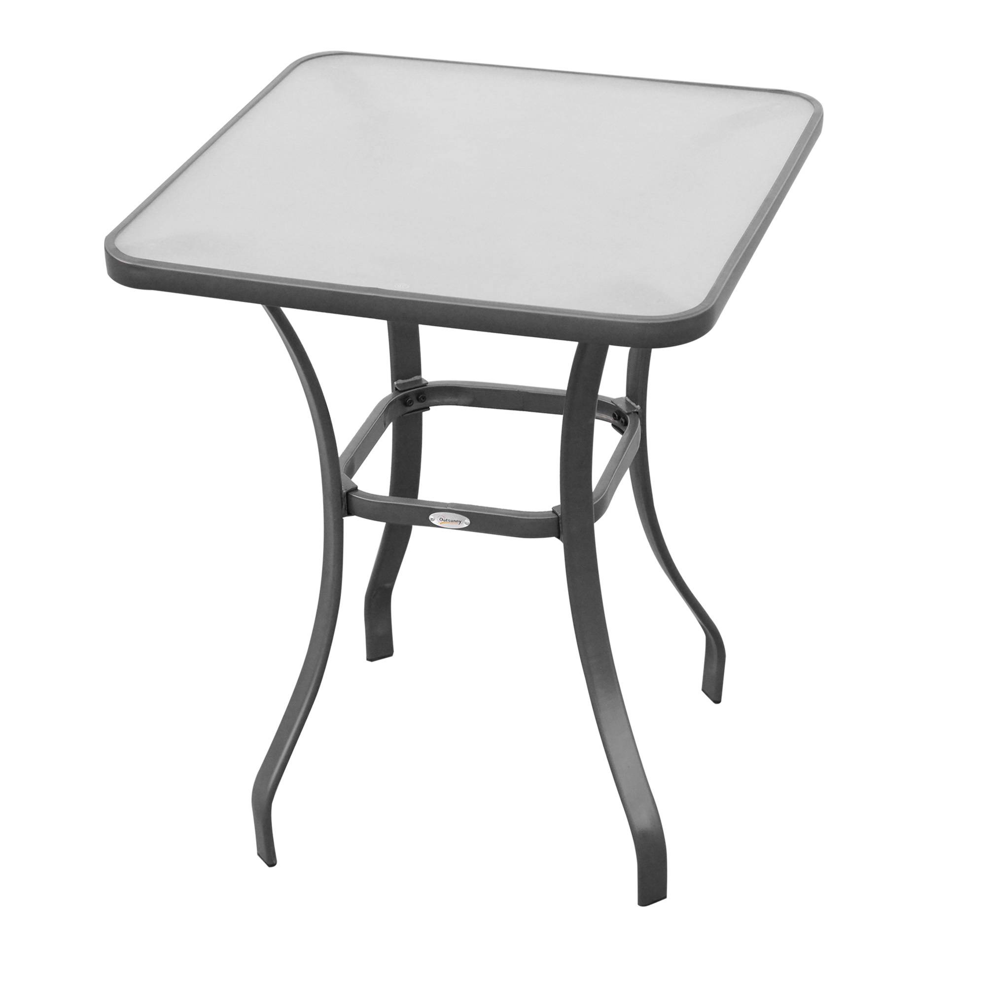 Table de jardin Outsunny, table bistro en verre trempé et métal noir, L 68,5 x l 68,5 x H 84 cm - Image 2