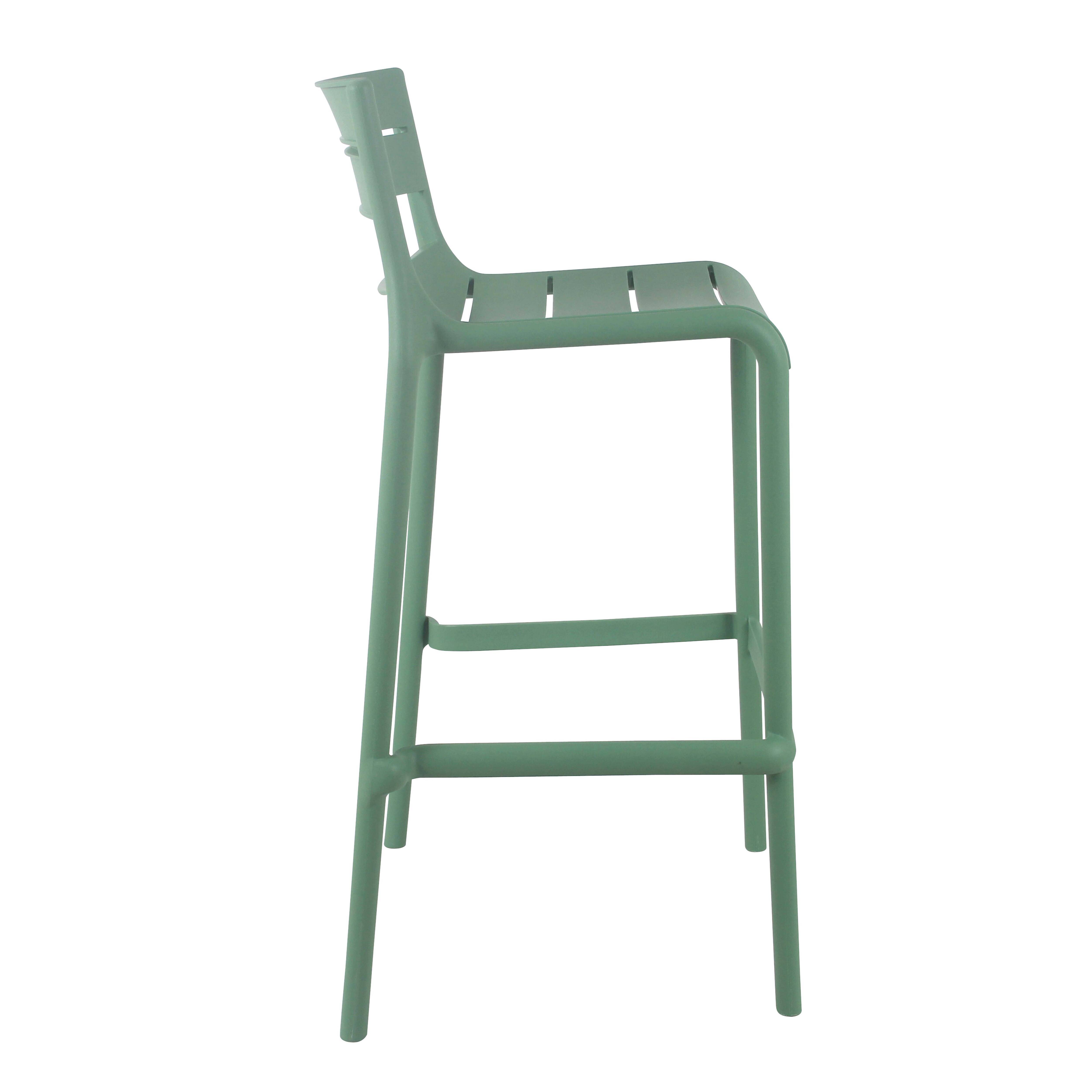 Oviala - Lot de 4 chaises hautes de terrasse en plastique vert sauge - Oviala - Image 5
