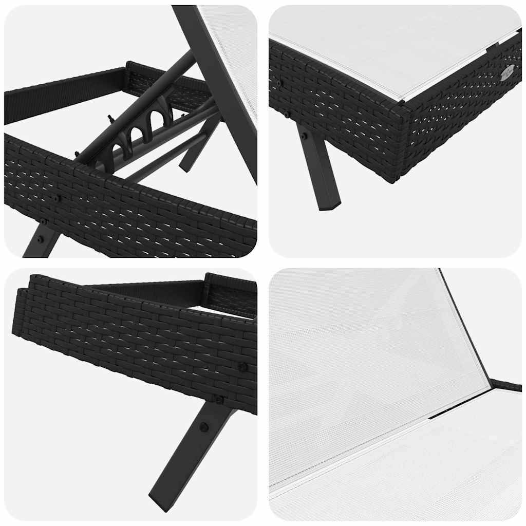 Vidaxl - Transat Noir et Blanc 197 x 70 x 82 cm polyrotin vidaXL 42009978 - Image 9