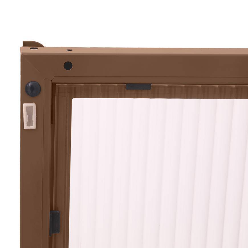 Sicaan Etagère industrielle H.170 cm 4 portes 4 niches marron et verre cannelé KIARA - Image 7