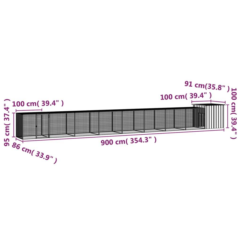 Vidaxl - Cage pour poules Gris 900x91x100 cm Acier galvanisé vidaXL 3106466 - Image 3