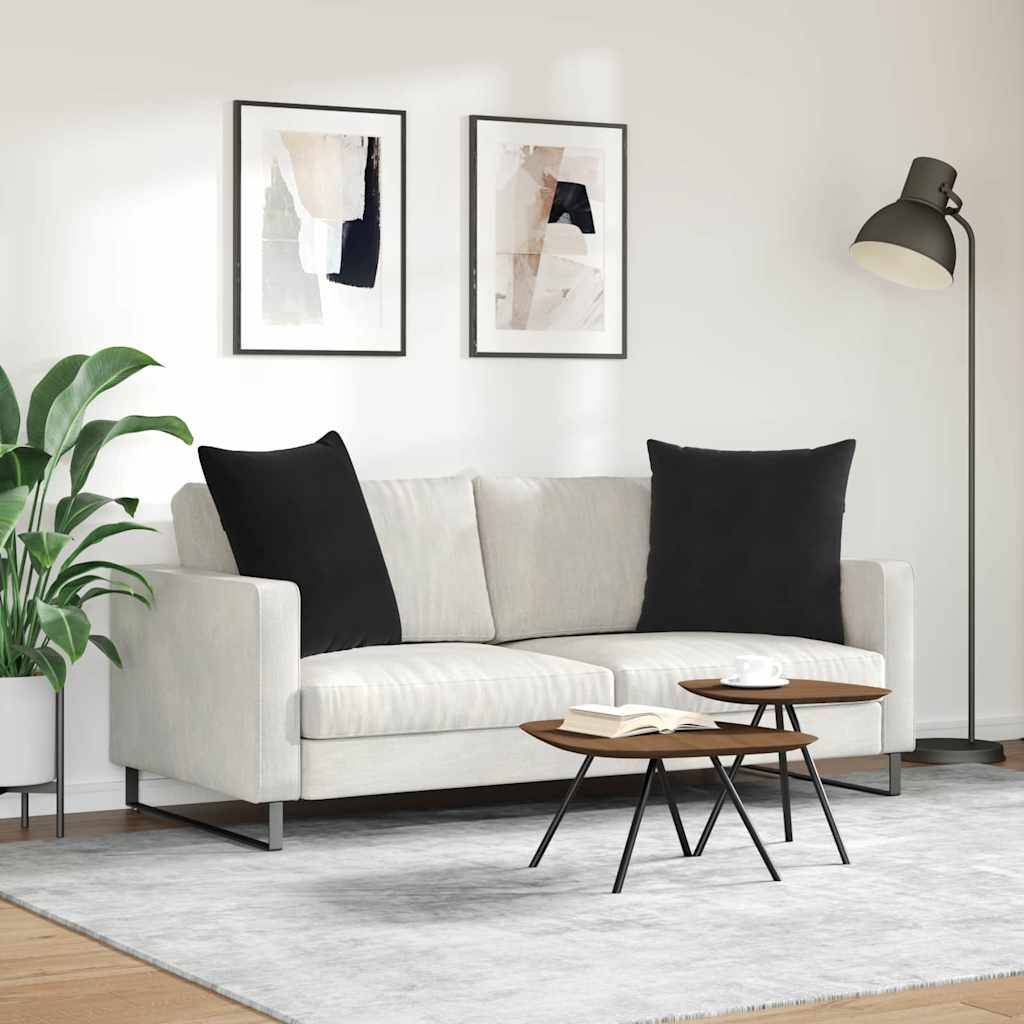 Grands Coussins de Décoration Velours Côtelé Déhoussables pour Canapé et Lit Noir 80x80 cm Lot de 2 – ComfortXL Outdoor Living - Image 4